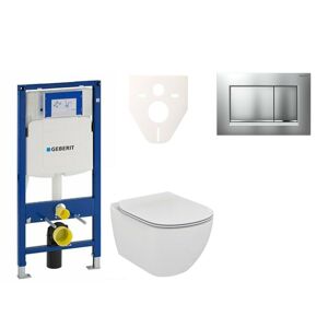 Cenově zvýhodněný závěsný WC set Geberit do lehkých stěn / předstěnová montáž+ WC Ideal Standard Tesi 111.300.00.5NE7