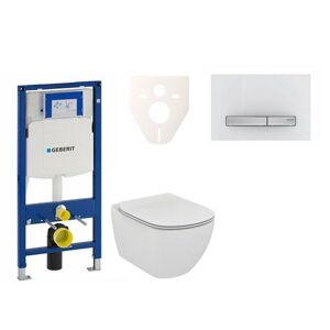 Cenově zvýhodněný závěsný WC set Geberit do lehkých stěn / předstěnová montáž+ WC Ideal Standard Tesi 111.300.00.5NE8