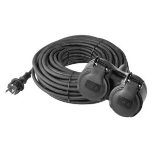 EMOS Prodlužovací kabel gumový – 2 zásuvky, 15m, 3× 1,5mm2, IP44 1901021500