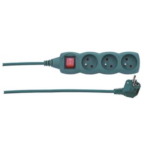 EMOS Prodlužovací kabel s vypínačem 3 zásuvky 3m, zelená 1912330300