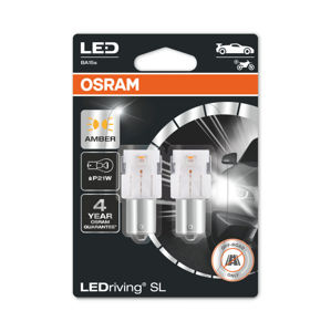 OSRAM LED P21W 7506DYP-02B AMBER 12V 2W BA15s 