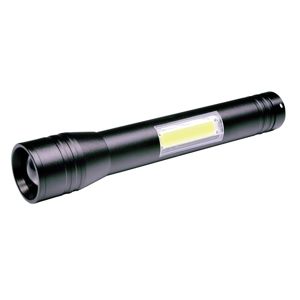 Solight LED kovová svítlna 3W + COB, 150 + 120lm, 2x AA, černá WL116