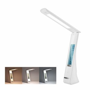 Solight LED stolní lampička nabíjecí, 5W, display, změna chromatičnosti, USB, bílá WO58-W
