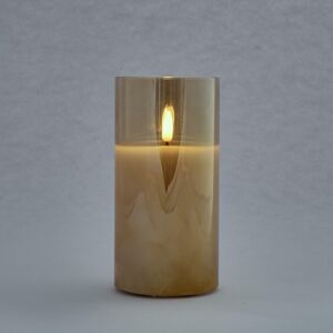 DecoLED LED svíčka ve skle, 7,5 x 12,5 cm, zlatá