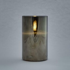 DecoLED LED svíčka ve skle, 7,5 x 10 cm, šedá