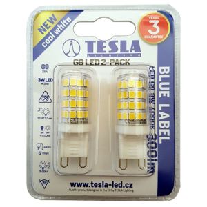 Tesla - LED žárovka, G9, 3W, 230V, 390lm, 15 000h, 4000K denní bílá, 360st. 2ks v balení