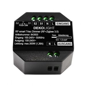 Light Impressions Deko-Light stmívač, RF-smart, 230V, 300W, IP20 RF / Zigbee 3.0 / Intelli-Push / triak 843503
