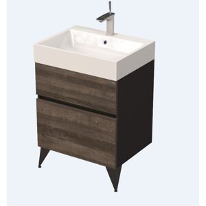 Koupelnová skříňka pod umyvadlo Naturel Luxe 60x56x46 cm černá břidlice/dřevo lesk LUXE60CDLBU