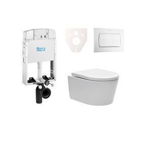 Závěsný set WC Swiss Aqua Technologies Brevis, nádržka ROCA, tlačítko bílé SIKORSW1