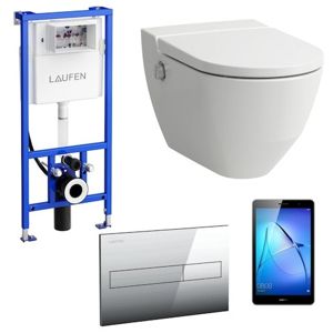 Akční balíček Laufen NAVIA závěsné WC + podomítkový modul + WC tlačítko chrom lesk + tablet