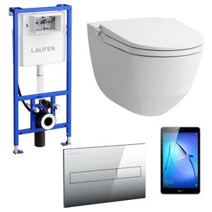 Akční balíček Laufen RIVA závěsné WC + podomítkový modul + WC tlačítko chrom matné + tablet