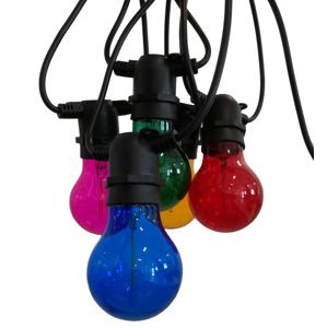 CENTURY LED FIESTA Světelný řetěz s 10 LED žárovkami barevné 6W E27 200Lm IP44 CEN FSTACO-062722