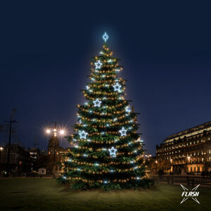 DecoLED LED světelná sada na stromy vysoké 12-14m, teplá bílá s Flash, ledové dekory 8EFD13