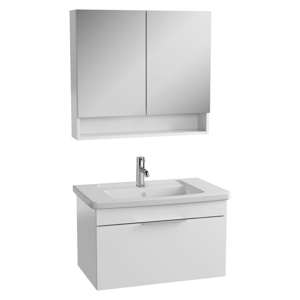 Koupelnová skříňka s umyvadlem a zrcadlem Vitra Mia 80x49x45 cm bílá lesk